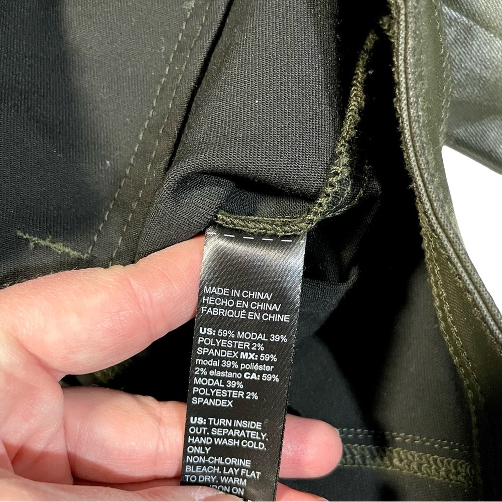 White House Black Market Coated Olive Green Leather Jacket - Picture 3 of 4